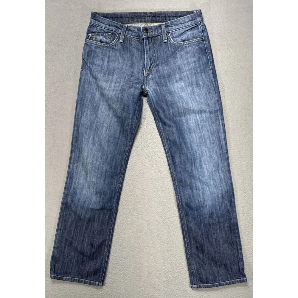Joe's Jeans Brixton Women 29x28 Blue Low Straight Relaxed Distressed Faded Denim